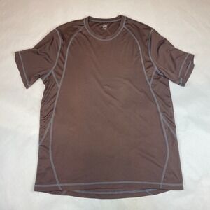 Alo Shirt Mens XL Brown Crew Neck Cool Fit Tee Stretch Performance Running